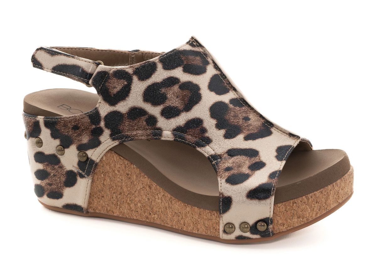 Corkys Leopard II Carley Memory Foam Wedge Sandal