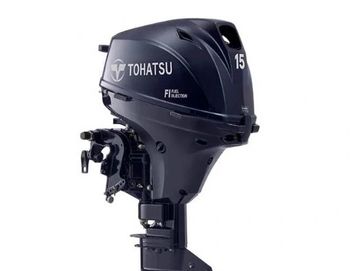 Tohatsu 15 HP outboard motor.