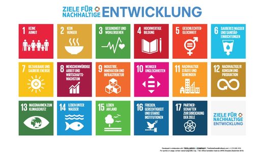 Logo Siebzehn Entwicklungsziele Bildung für nachhaltige Entwicklung, Schulische Bildung, Unterricht