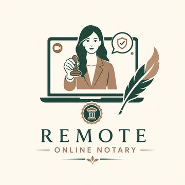 Illustration of a woman providing remote online notary services.