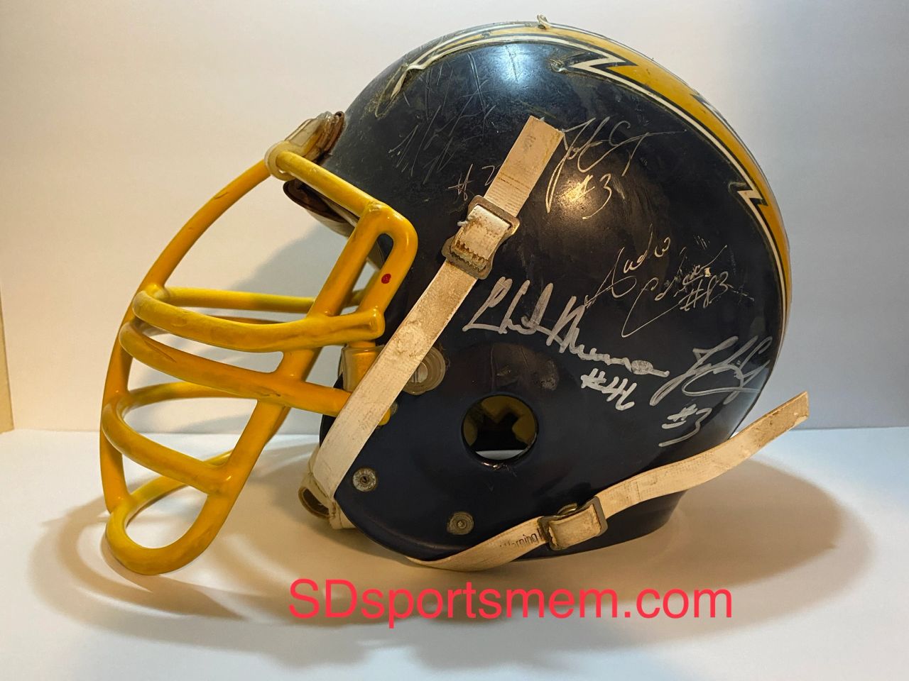 battle scarred football helmet Game Worn 1984 Mike Green Helmet