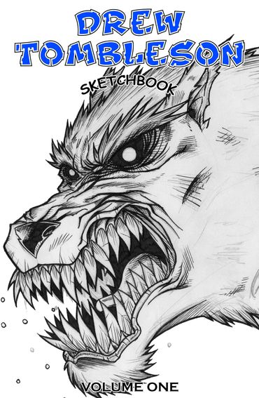 Fierce wolf drawing on sketchbook cover.