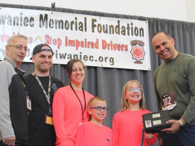 Group photo at a Memorial Foundation event for impaired driver awareness.