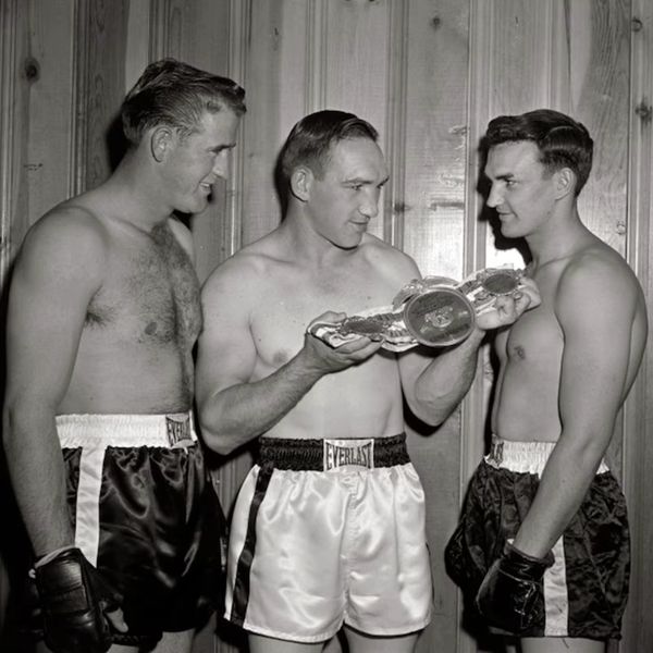 (Tribune file photo) Boxing legend Gene Fullmer with his brothers Jay Fullmer and Don Fullmer in 195