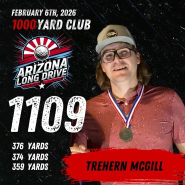 Man with medal for 1109 yards in Arizona Long Drive.