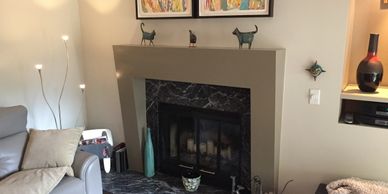 Interior remodeling custom modern fireplace mantel custom design build woodwork carpentry