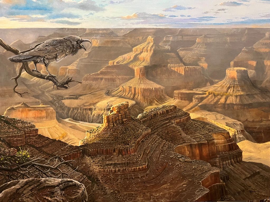 
Raven perched on limb at the South Rim of the Grand Canyon
30 x 40 Oil on Canvas
