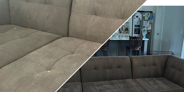 Brown sectional sofa with tufted cushions in a cozy living space.