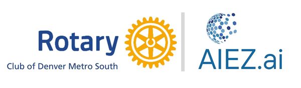 Logos of Rotary Club of Denver Metro South and AIEZ.ai side by side.
