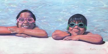 private collection: portrait of children in pool by Christy Hayes