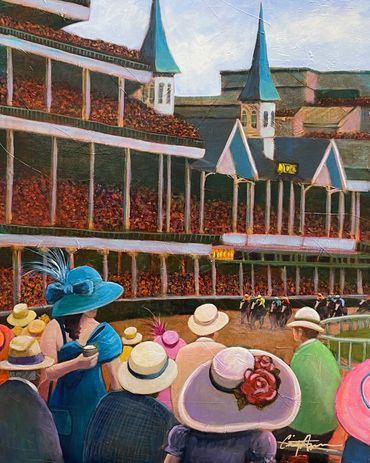Kentucky Derby people in hats 