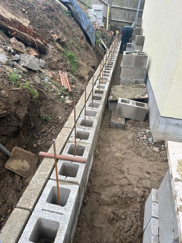Groundworks, retaining wall, garden renovation 
