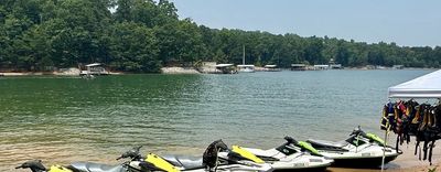 Waverunners lined up at lake lanier Tidwell Park