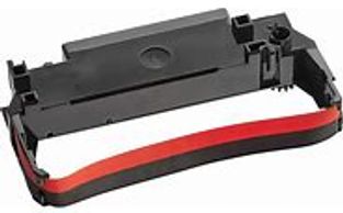 Black and red typewriter or printer ribbon cartridge.