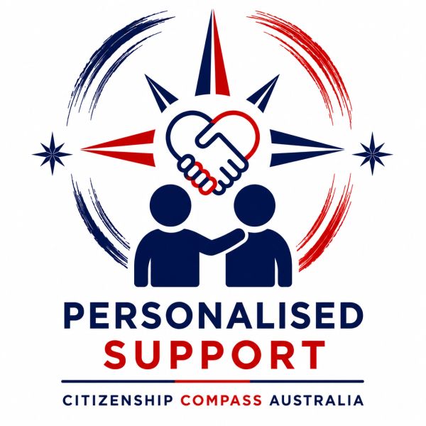 Logo with handshake heart and two figures symbolizing personalised support in Australia.
