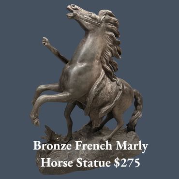 Bronze French Marly horse statue priced at $375.
