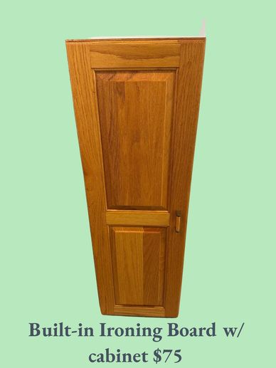 Wooden built-in ironing board cabinet priced at $75.