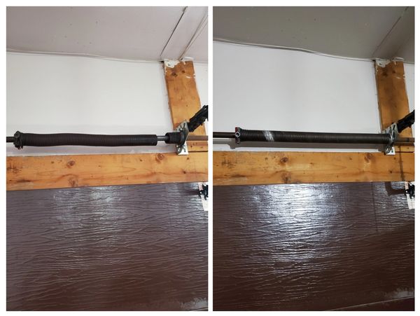 broken garage door spring before and after