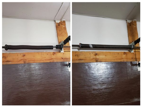 Garage door torsion spring replacement before and after in Westboro Ontario