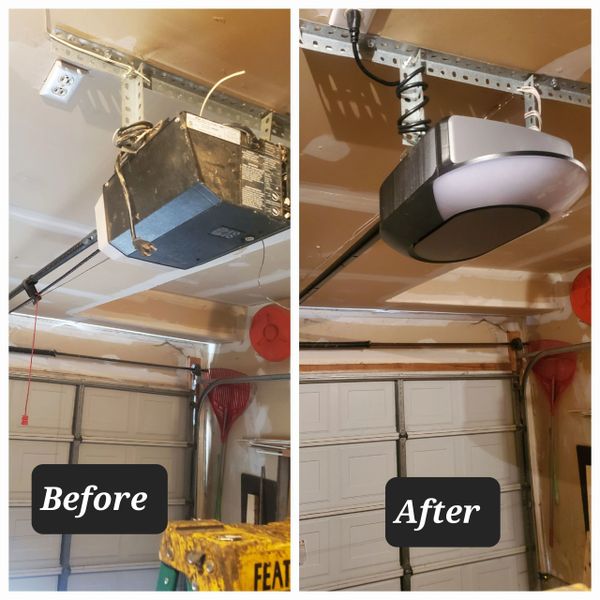 Garage door opener before and after upgrade in Westboro Ontario