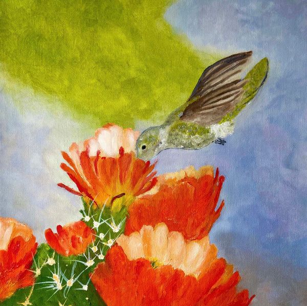 12 x 12 x 1.75 Oil Painting On Stretched Canvas With A  White Floater Frame
$250 includes shipping