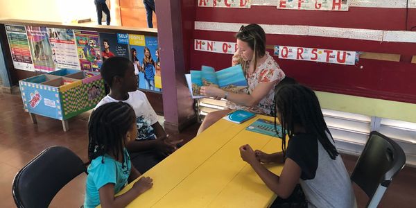 Reading to some kids at the St. James Library. 