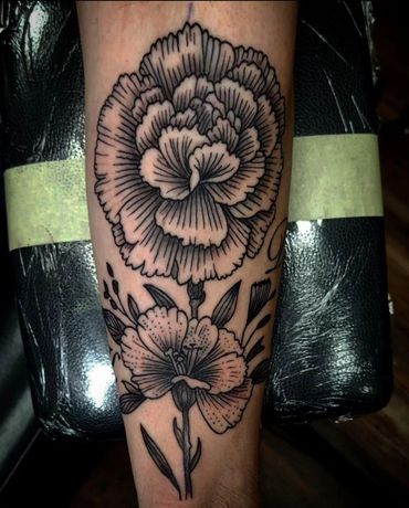 Blackwork floral/flower Tattoo done by Sean Frazer Syracuse