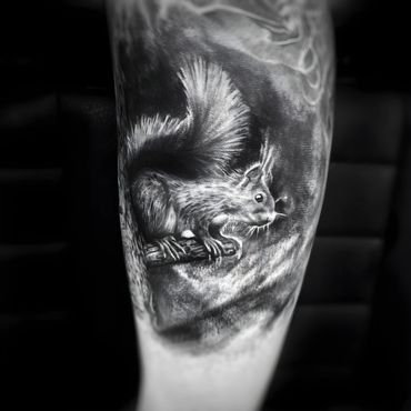 Hyper Realistic Squirrel Tattoo done by Ven in Syracuse New York 