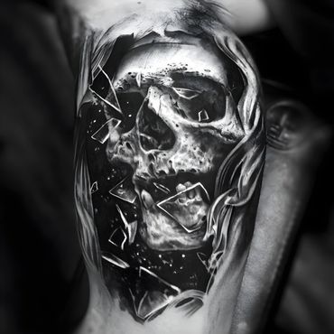 Hyper Realistic Skull Tattoo done by Ven in Syracuse New York 