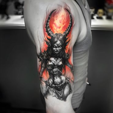 Female Demon Tattoo done by Ven in Syracuse New York 