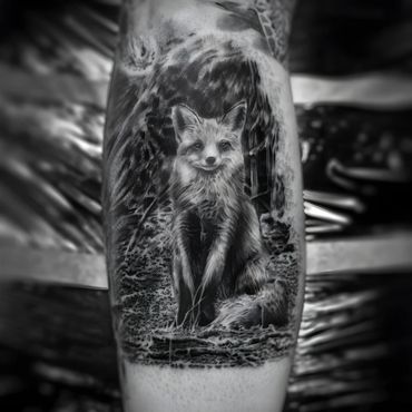 Hyper Realistic Fox Tattoo done by Ven in Syracuse New York 
