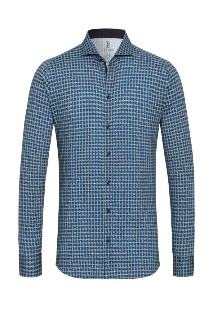 DESOTO Long-Sleeve Flex Shirt - Blue Pattern