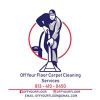 Logo of Off Your Floor Carpet Cleaning Services featuring a cleaner with a vacuum.