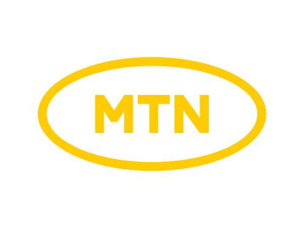 MTN logo with yellow oval and letters on black background.
