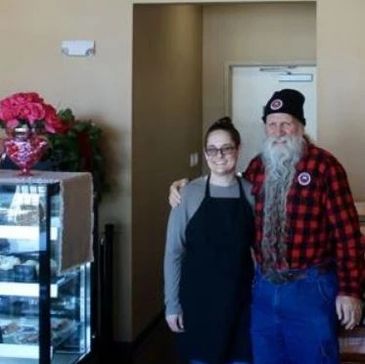 Pappie with his daughter, Jessica @ Missing Piece Bakery, 4 months after opening her retail location