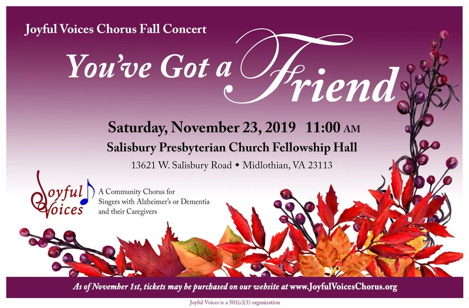 Joyful Voices Chorus Fall Concert on November 23, 2019, at Salisbury Presbyterian Church.
