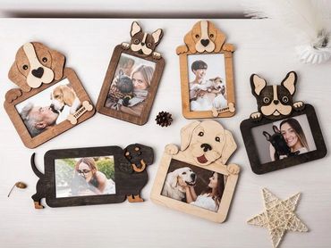 Hand crafted MDF cutout animal-themed photo frames