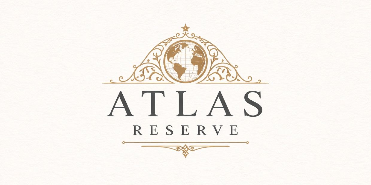 Elegant logo for Atlas Reserve with a globe and decorative design.