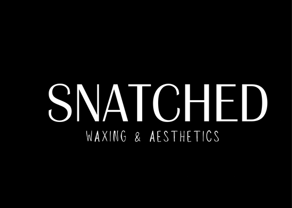 Logo for Snatched Waxing & Aesthetics on black background.