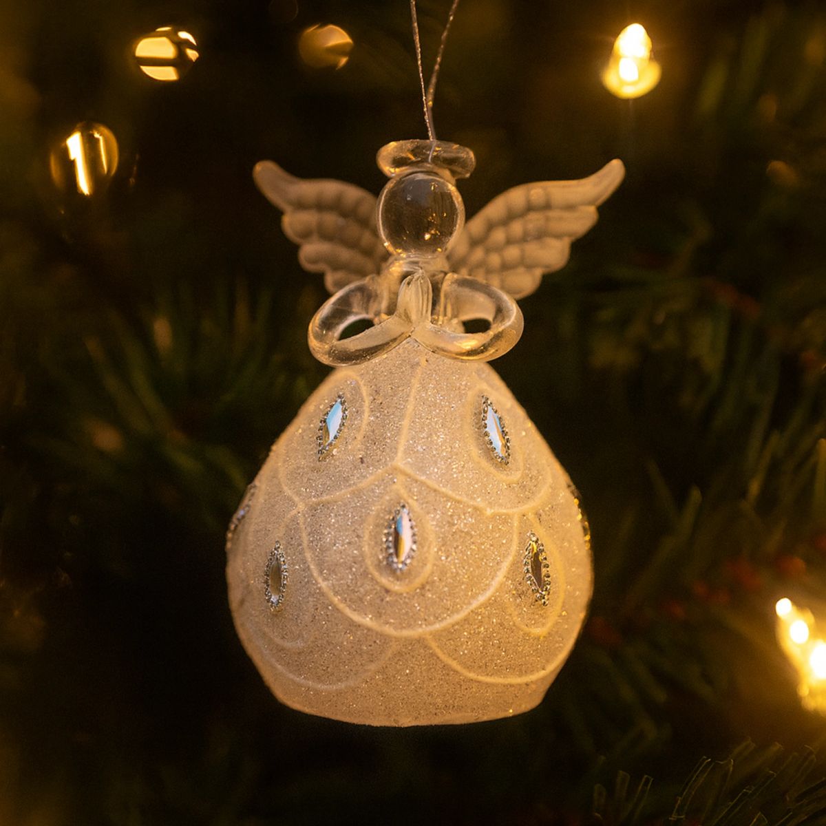 LIGHTED LED ANGEL JEWELED