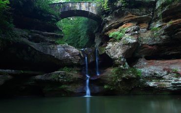 Peaceful waterfall and pond 