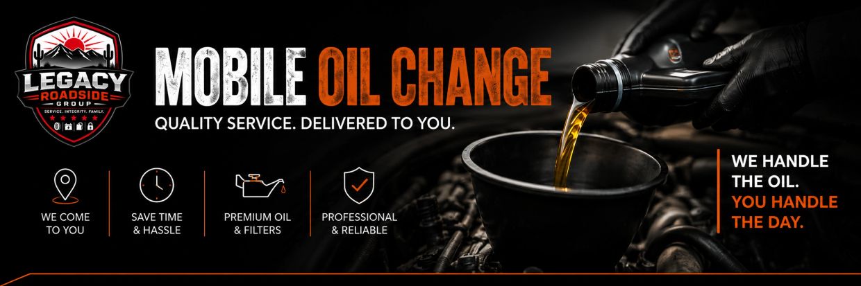 Legacy Roadside Group offers on-site mobile oil changes.