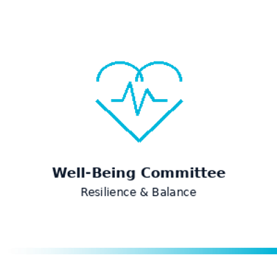 Logo of Well-being Committee with heart and heartbeat line.