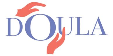 Logo with the word 'DOULA' and two red hands.