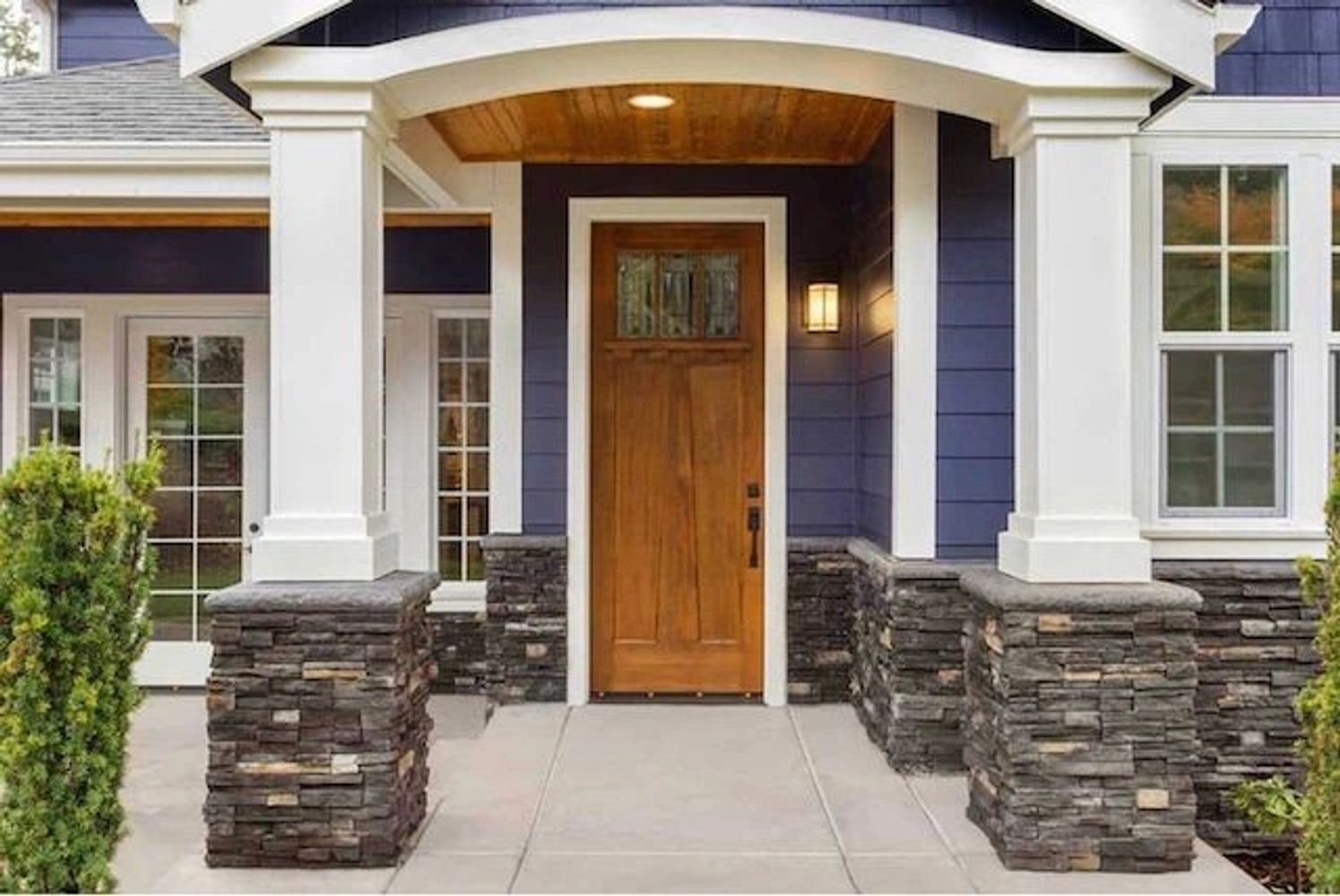 Structural Square Porch Columns installed on brick pedestals 