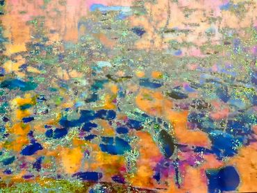 Abstract of acrylics and powered glass in light refection area this is originally 24 x36