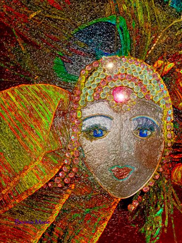 Texture painted mixed Media art of Flapper Glowing.