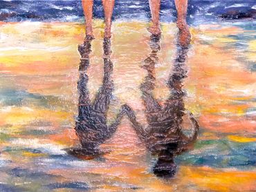 Reflection of Love Glistening...  done in acrylics and reflective paint and other effects added.