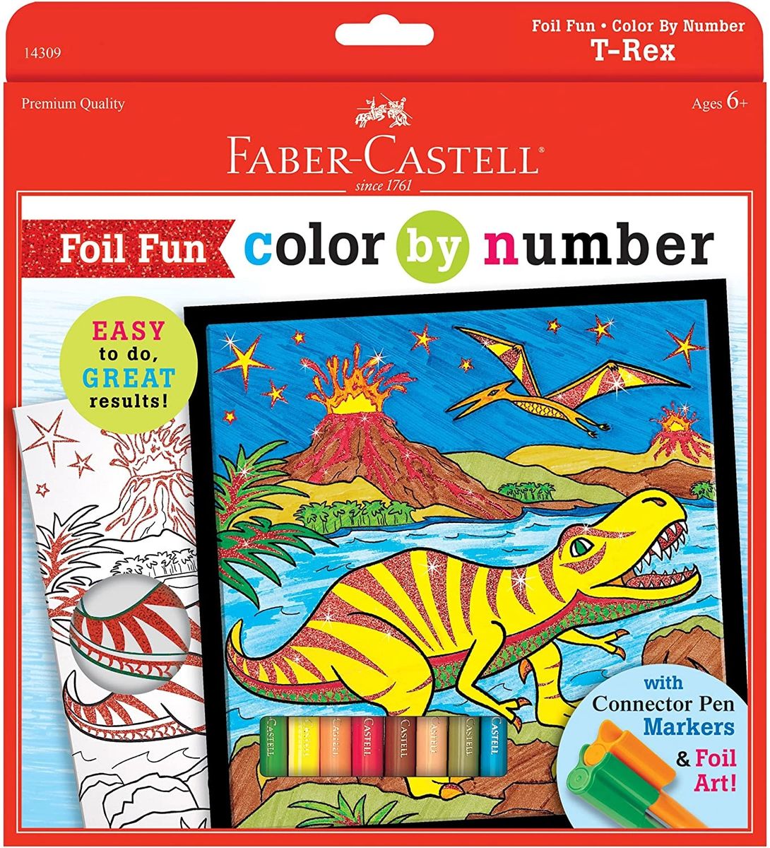  Faber-Castell Color by Number Foil Fun - T-Rex - Color and  Display 1 Dinosaur Color by Number Board : Arts, Crafts & Sewing
