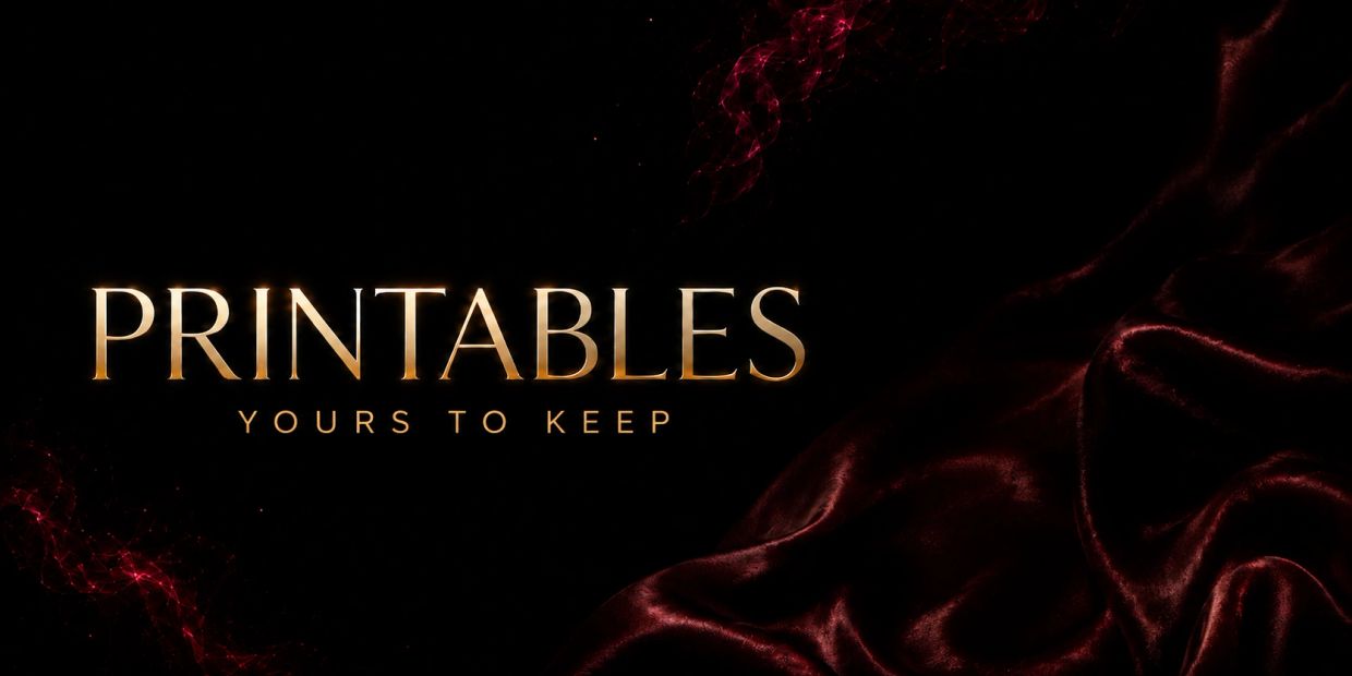 Ajay Howarth Printables page banner with gold text on a black and deep red background